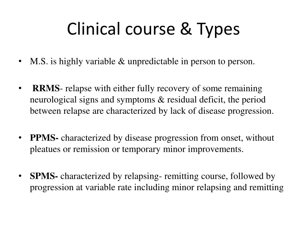 clinical course types