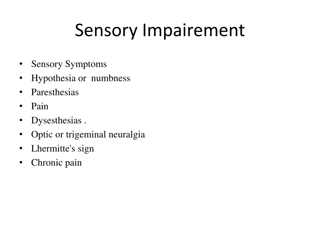 sensory impairement