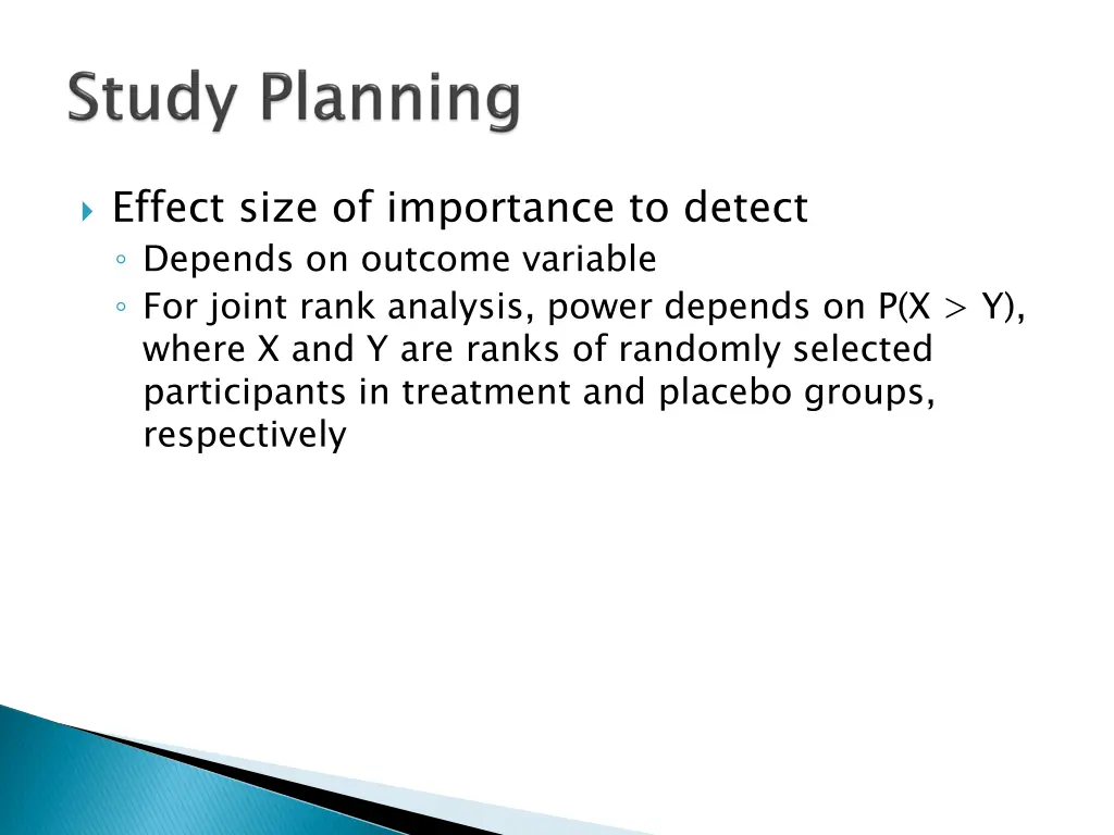 effect size of importance to detect depends