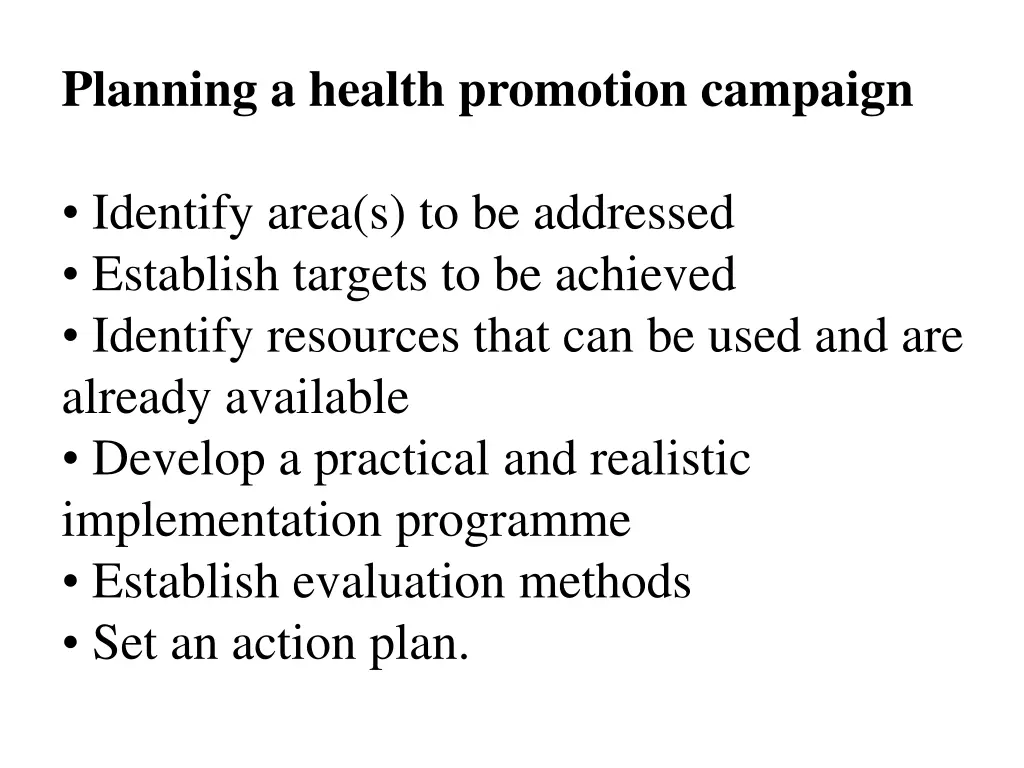 planning a health promotion campaign