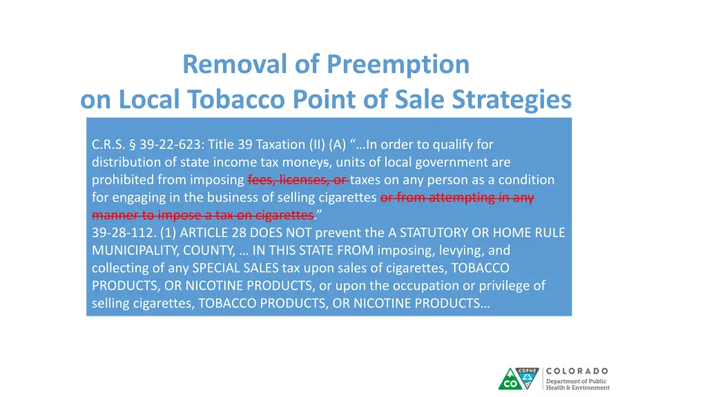 removal of preemption on local tobacco point