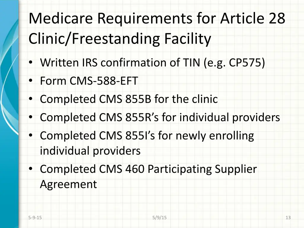 medicare requirements for article 28 clinic