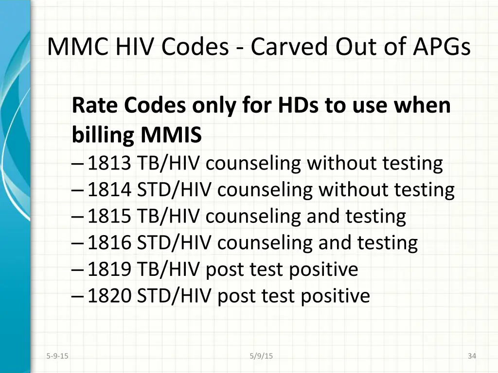 mmc hiv codes carved out of apgs