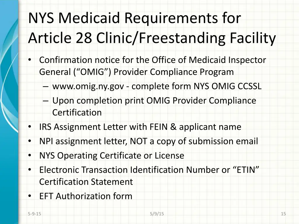 nys medicaid requirements for article 28 clinic