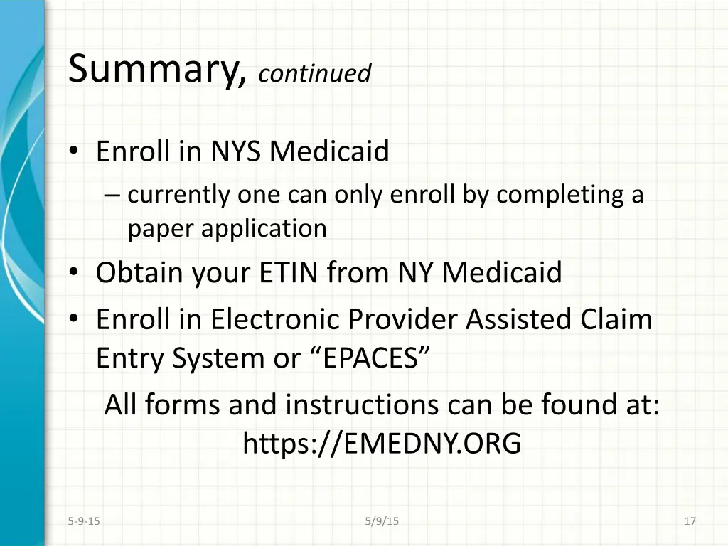 summary continued