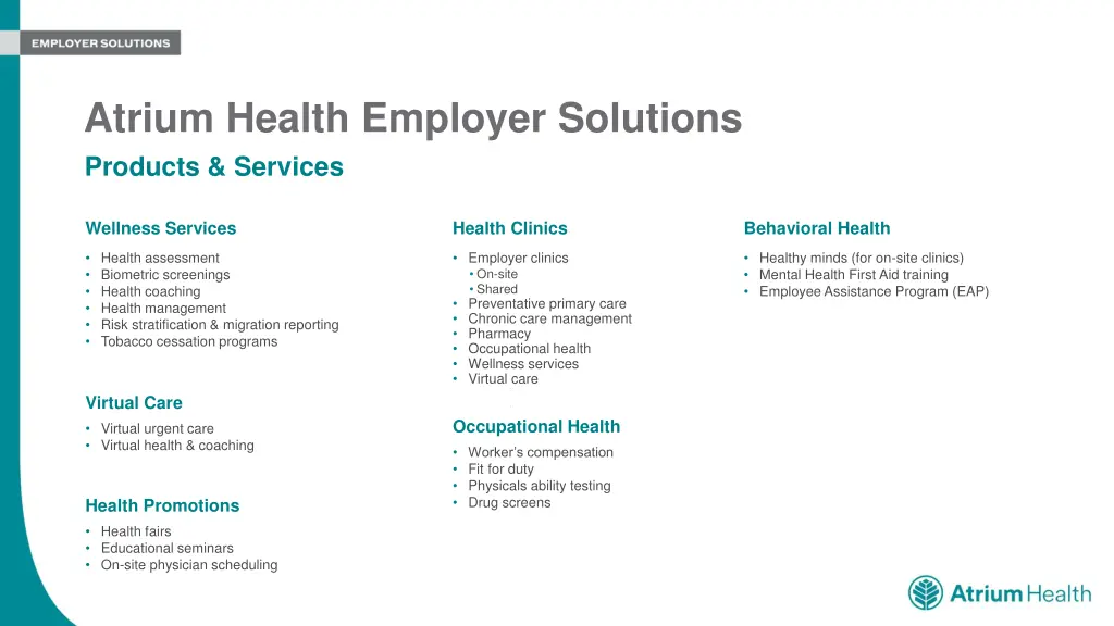 atrium health employer solutions 1