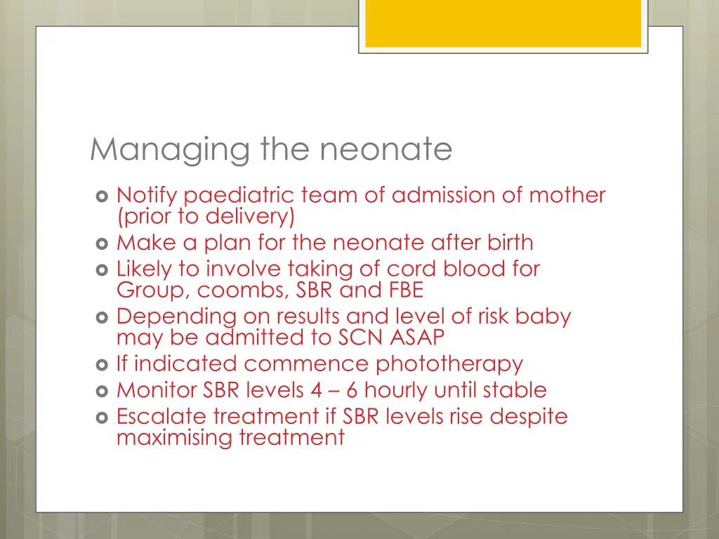 managing the neonate