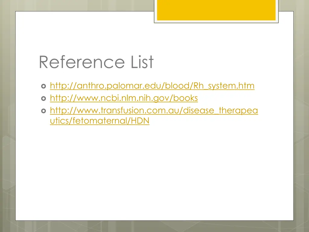 reference list