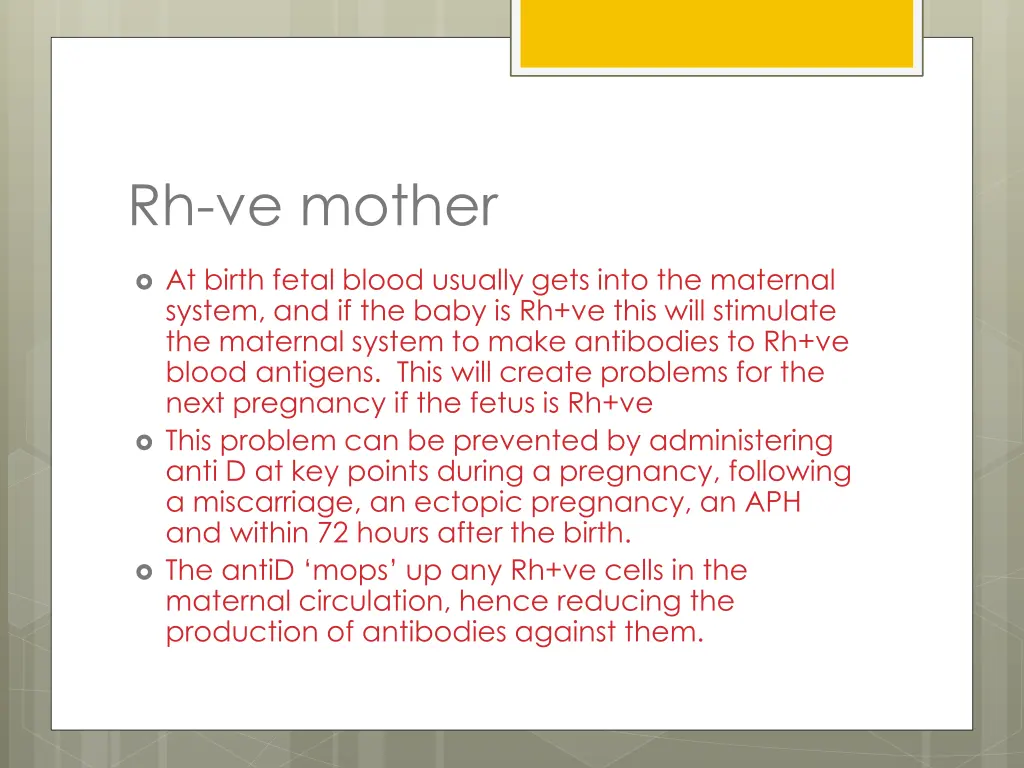 rh ve mother