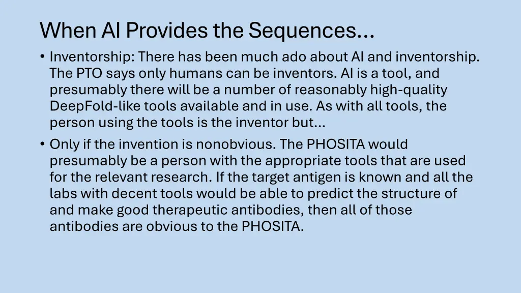 when ai provides the sequences inventorship there