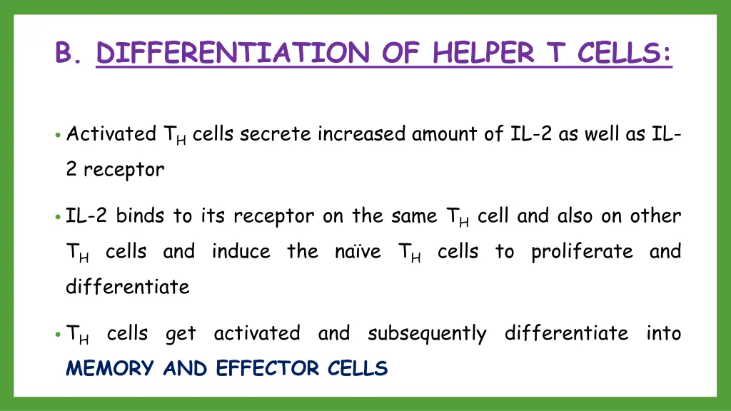 b differentiation of helper t cells