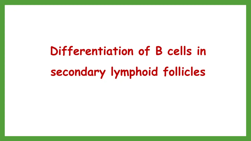 differentiation of b cells in secondary lymphoid