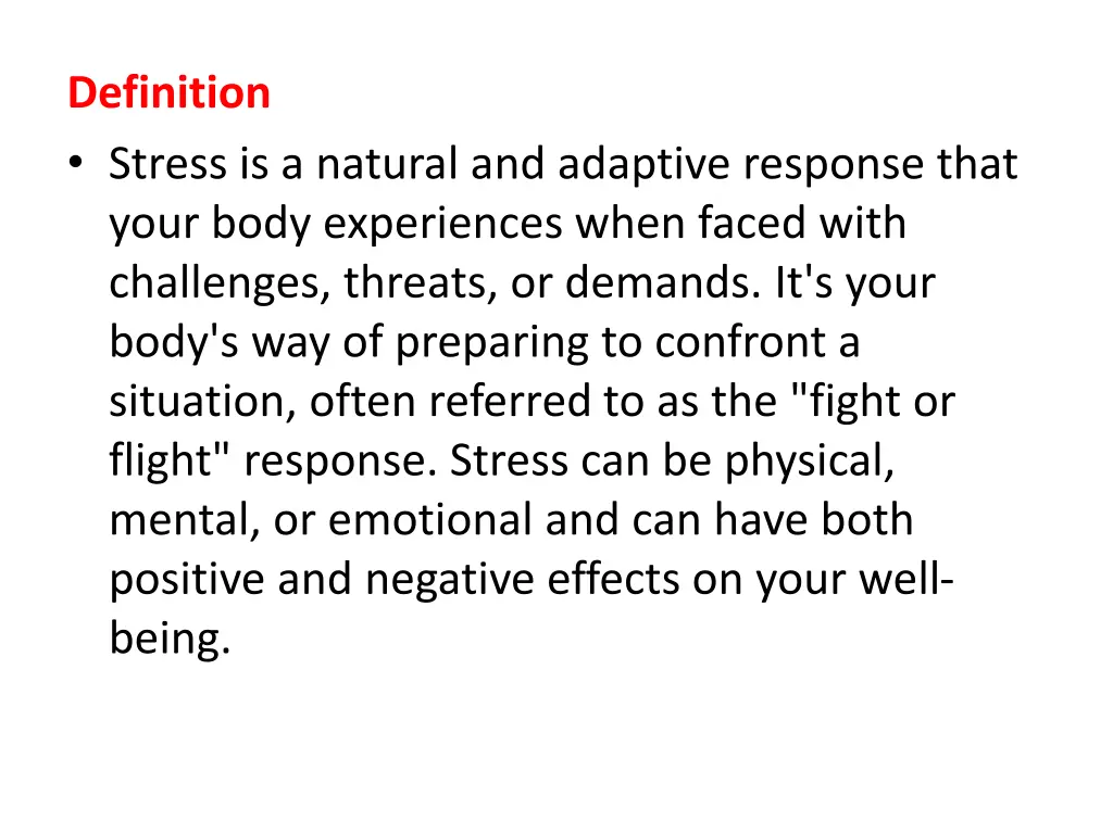 definition stress is a natural and adaptive