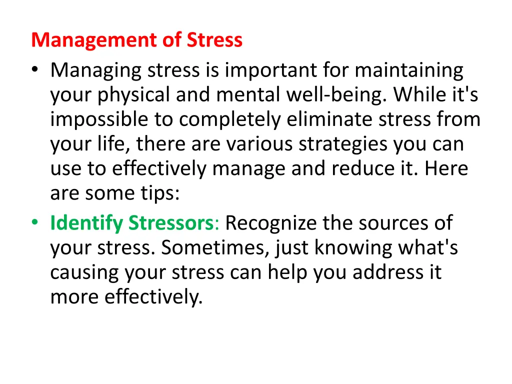 management of stress managing stress is important