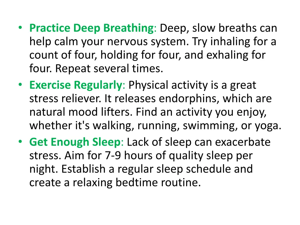 practice deep breathing deep slow breaths