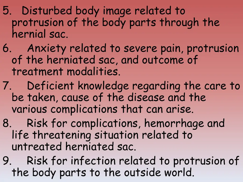 5 disturbed body image related to protrusion