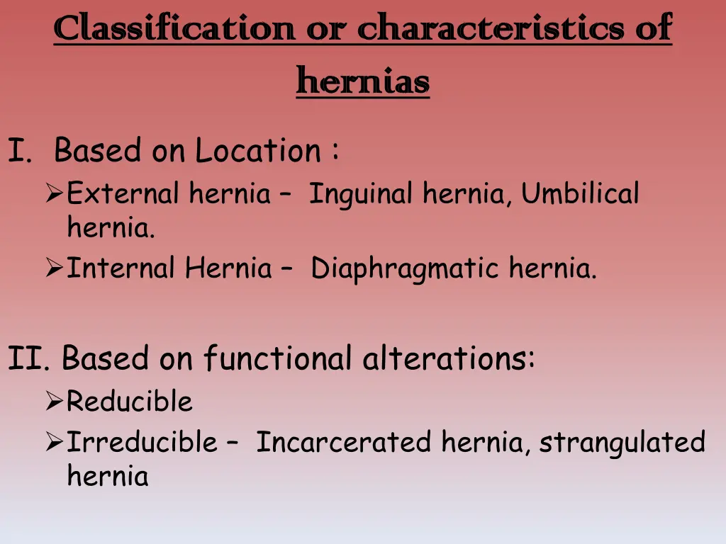 classification or characteristics