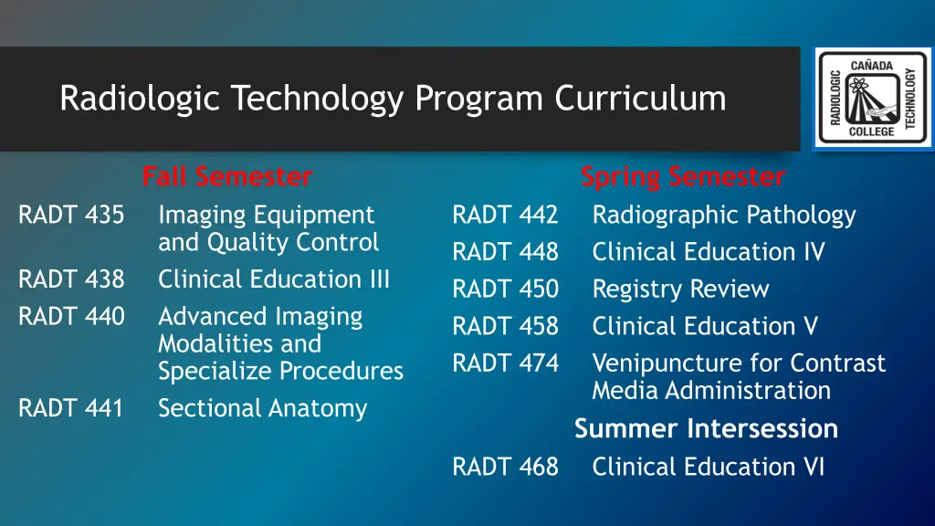 radiologic technology program curriculum 1