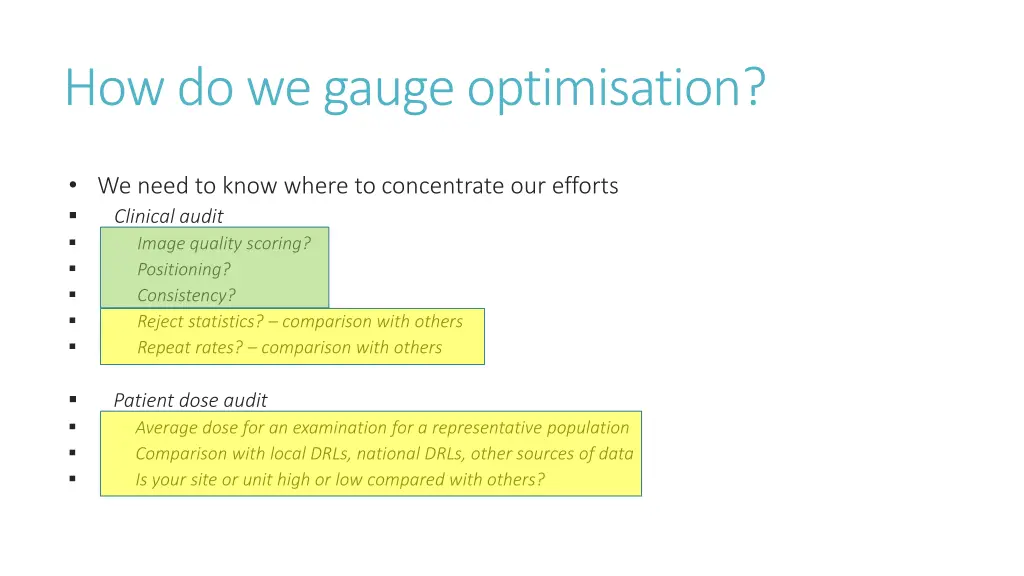 how do we gauge optimisation
