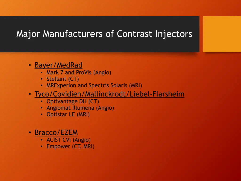major manufacturers of contrast injectors