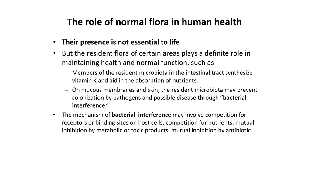 the role of normal flora in human health