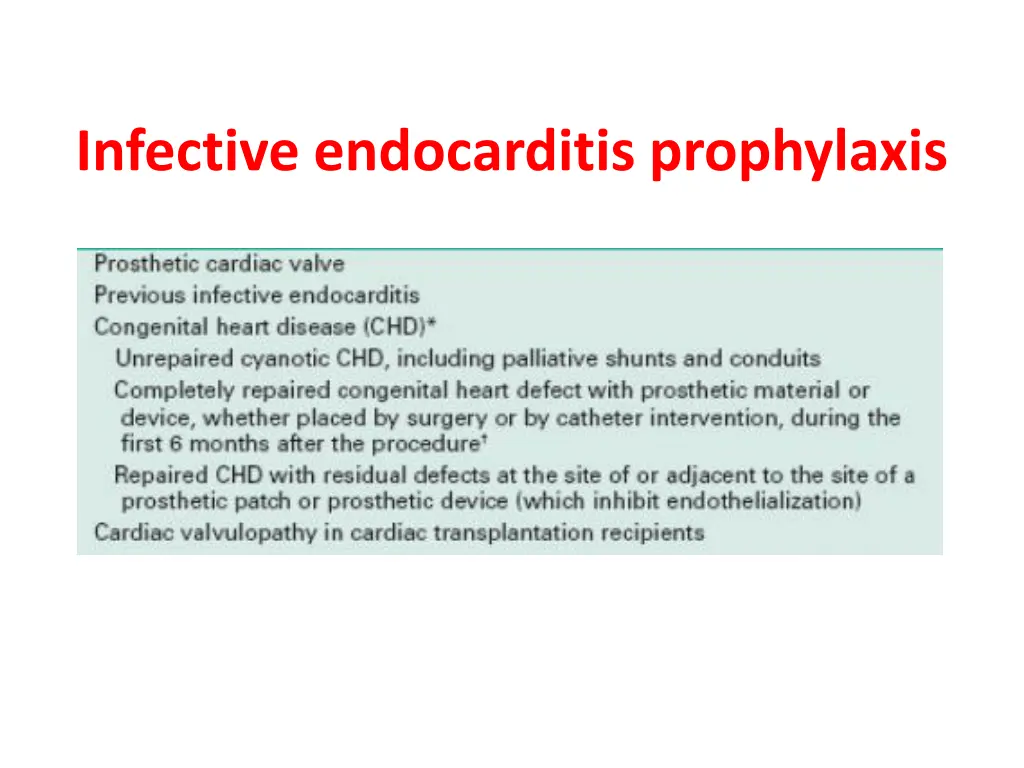 infective endocarditis prophylaxis