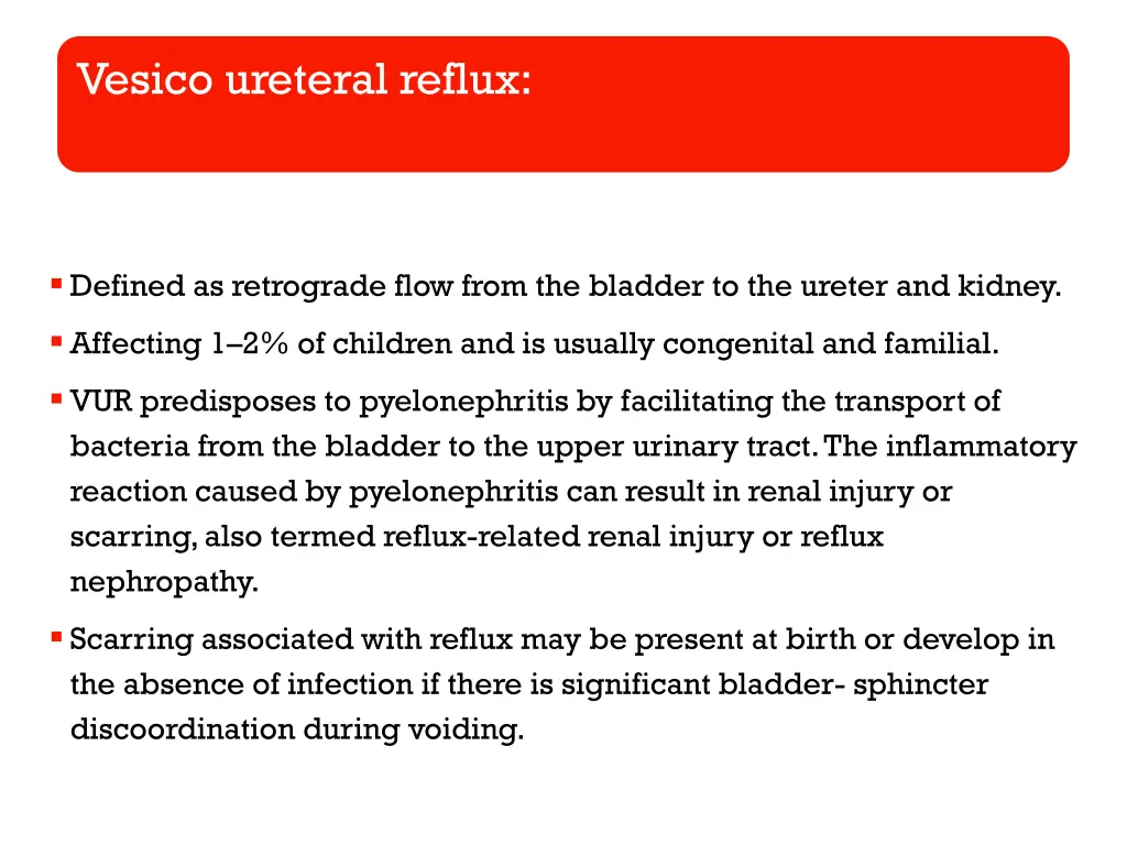 vesico ureteral reflux