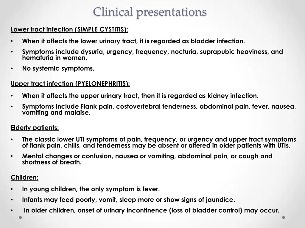 clinical presentations