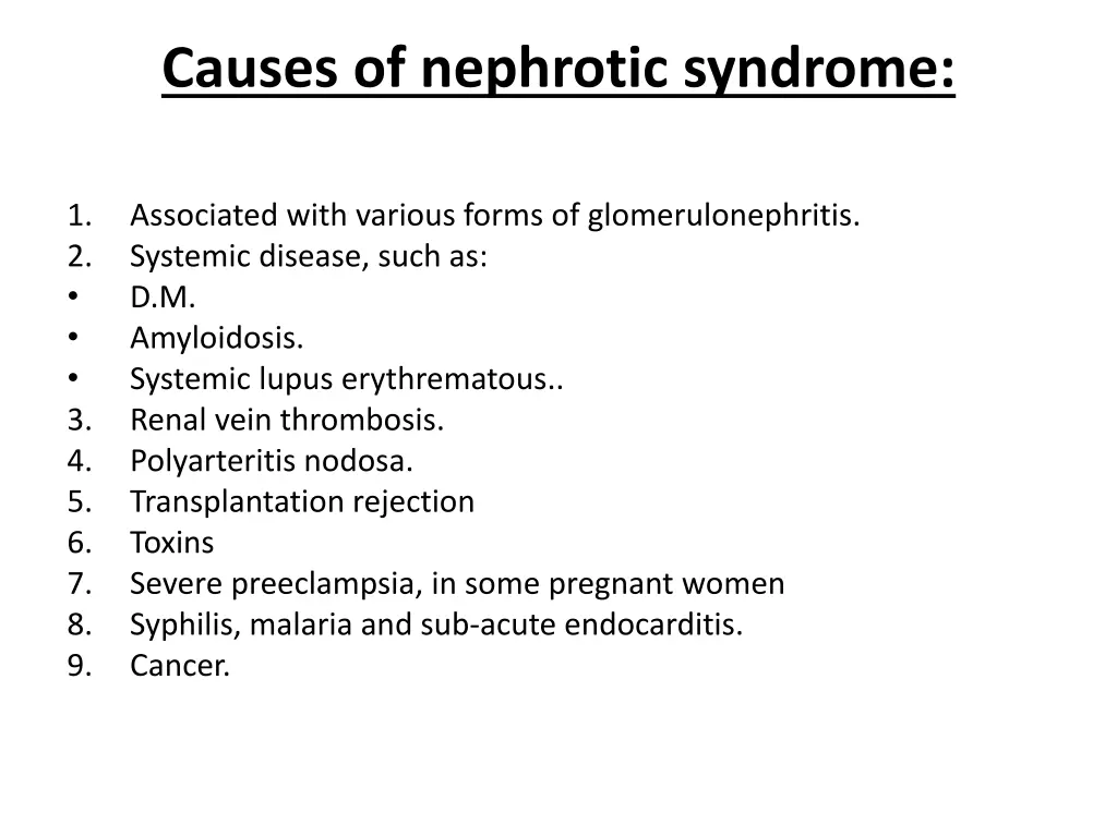 causes of nephrotic syndrome