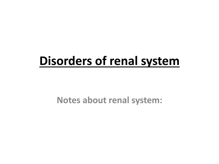 disorders of renal system