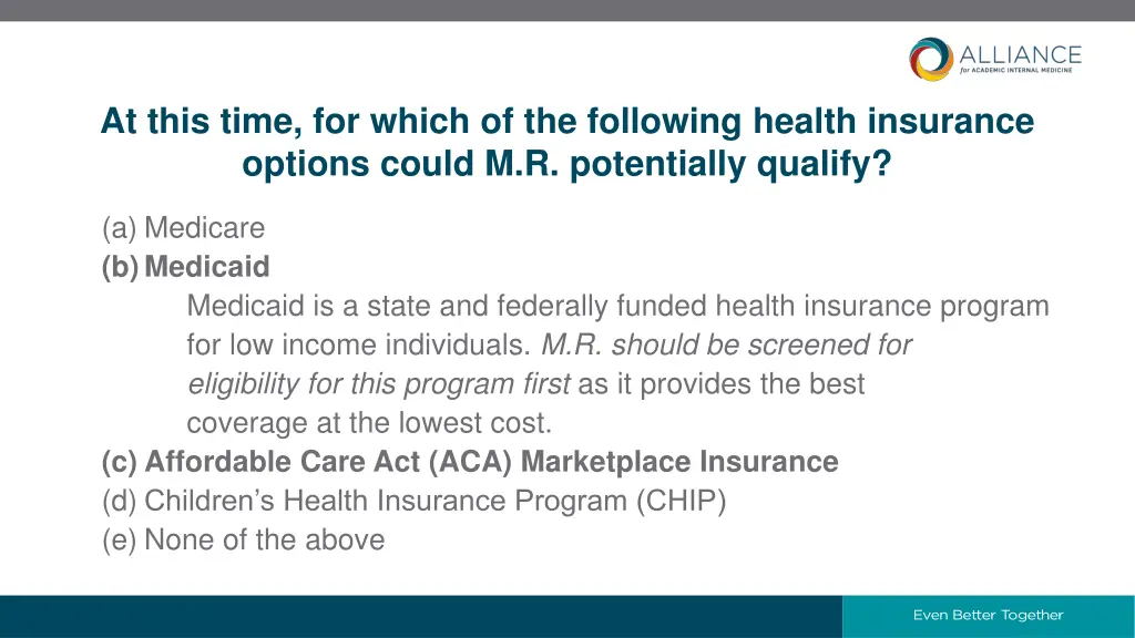 at this time for which of the following health 3