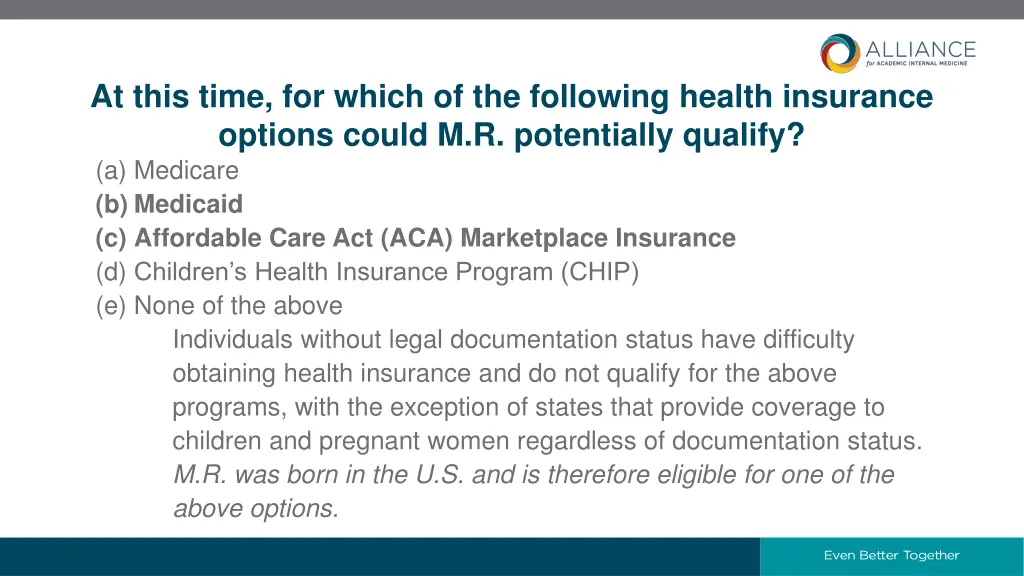 at this time for which of the following health 6