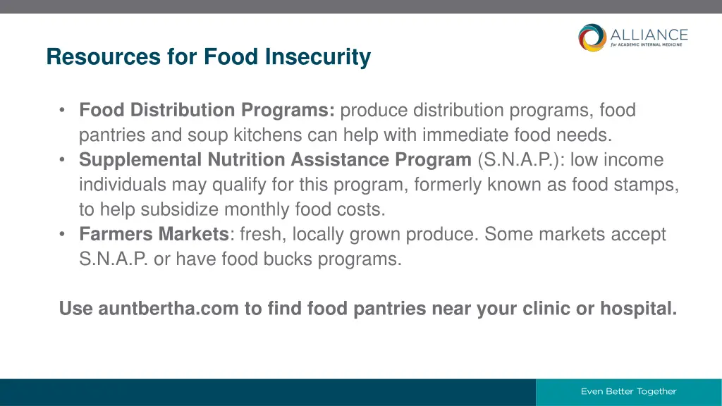 resources for food insecurity