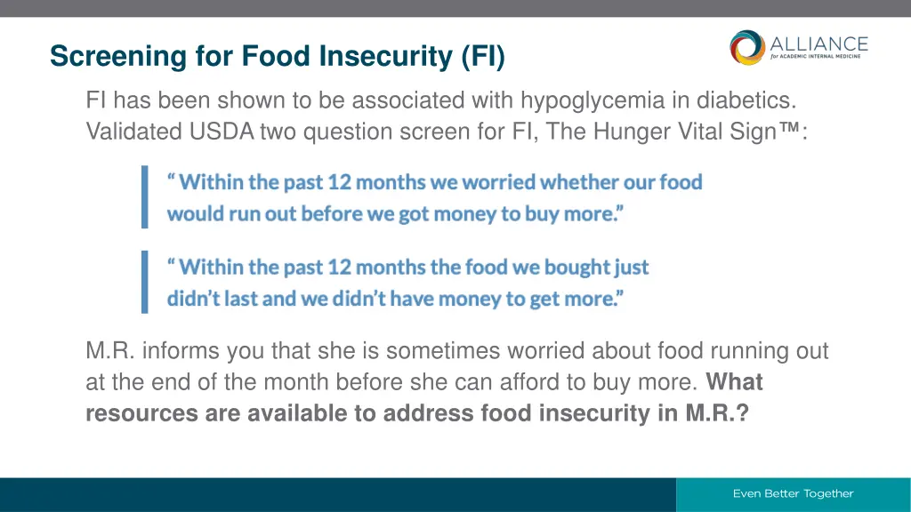 screening for food insecurity fi