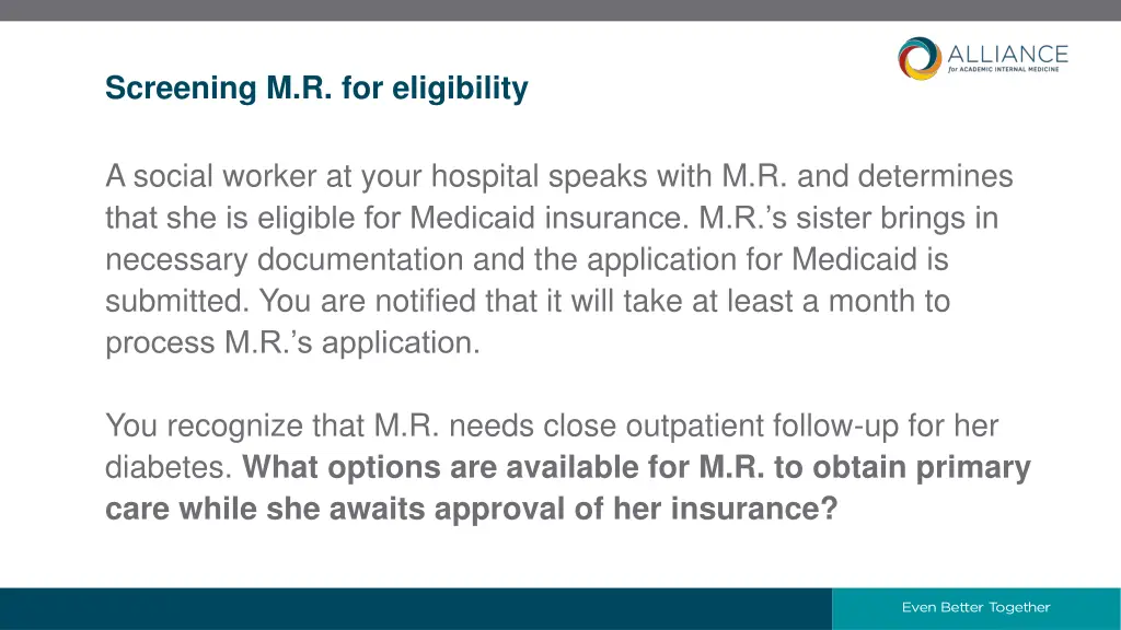 screening m r for eligibility