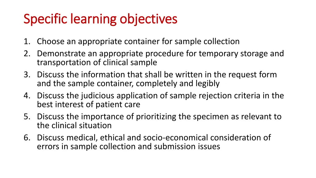 specific learning objectives specific learning