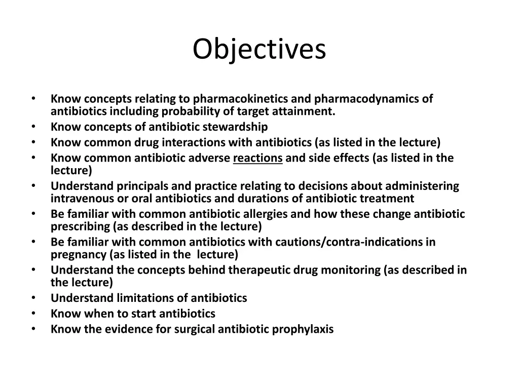 objectives