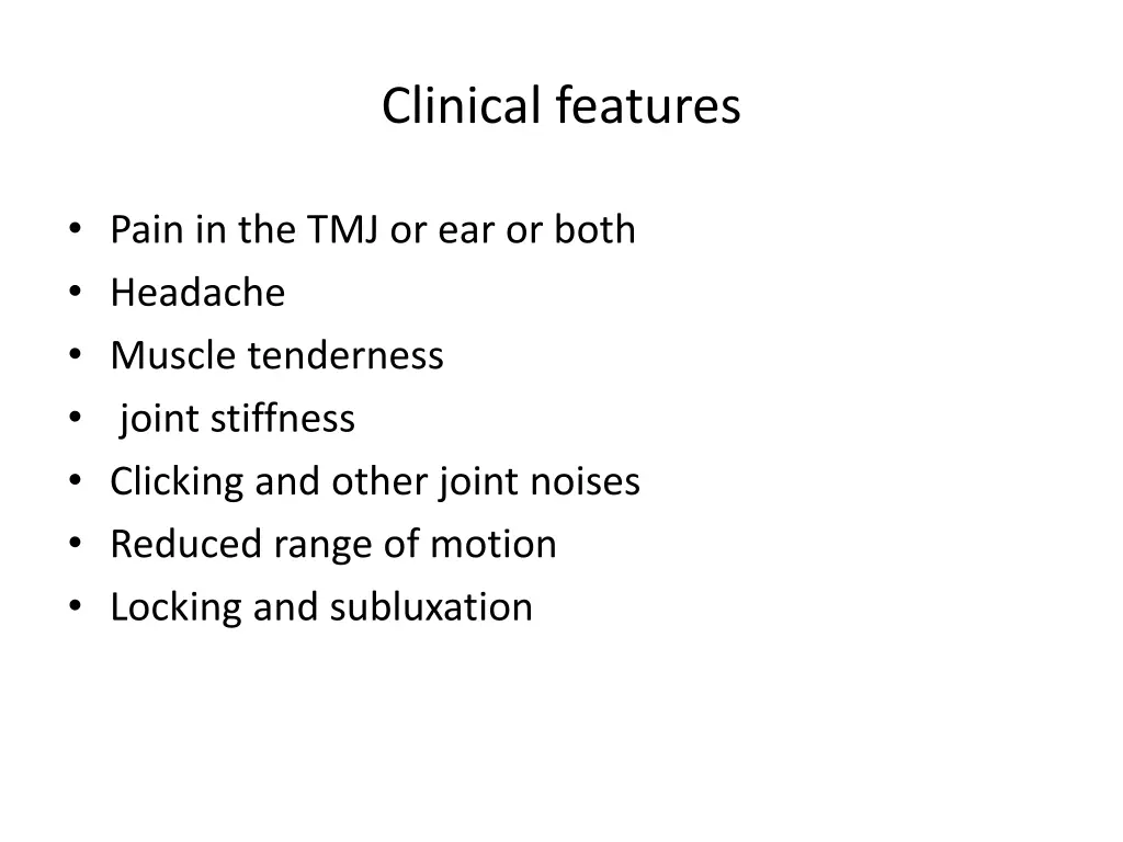clinical features
