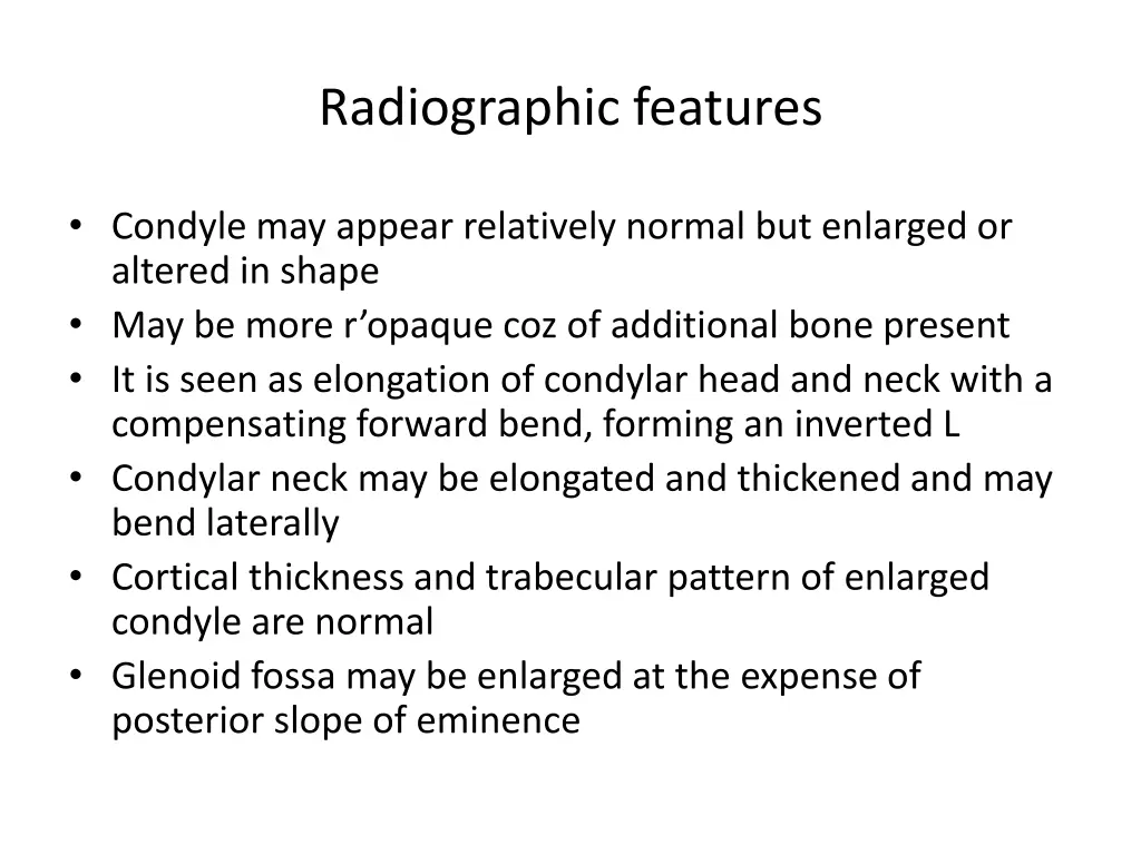 radiographic features