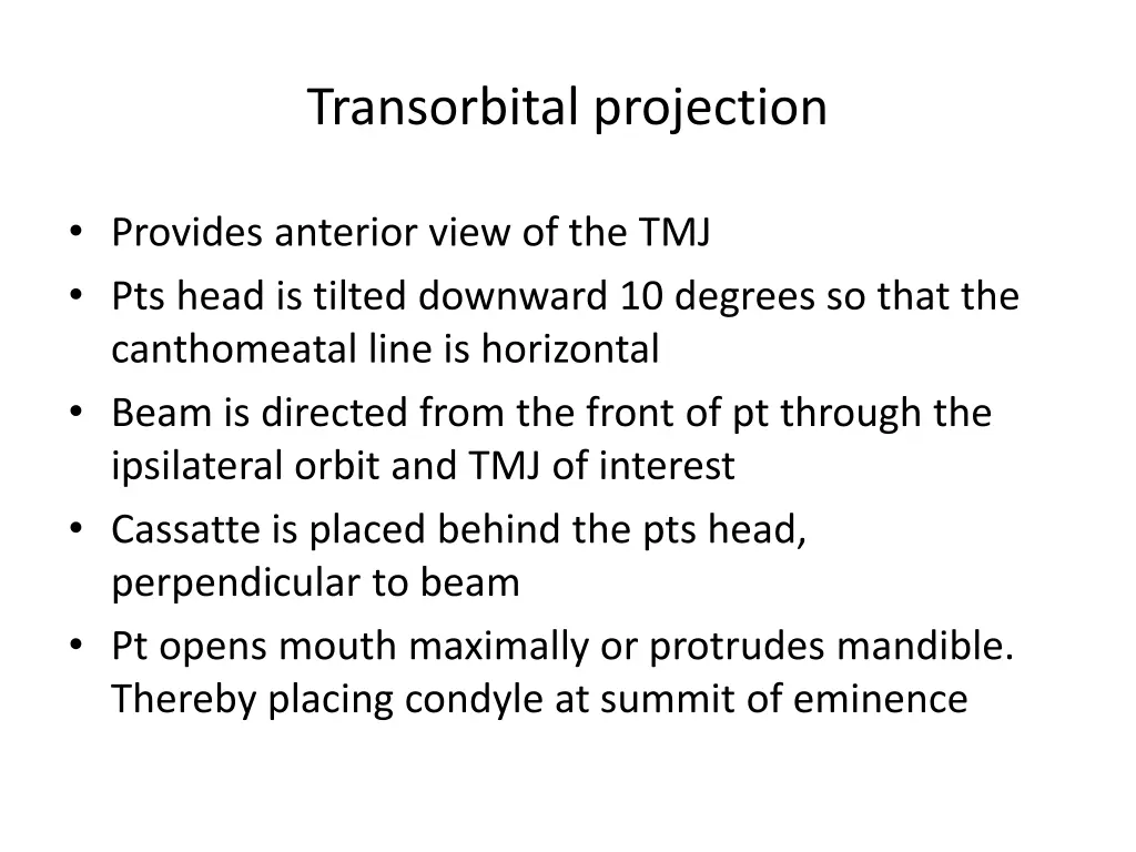 transorbital projection