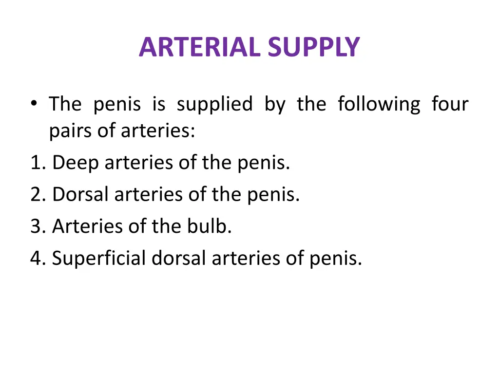 arterial supply