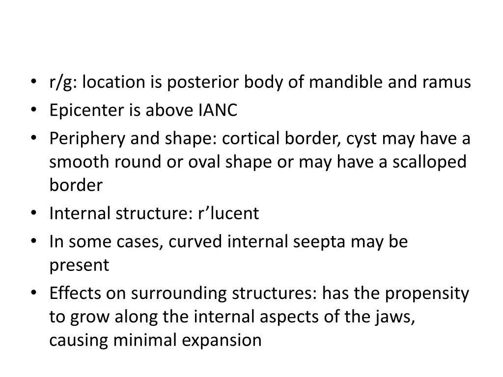 r g location is posterior body of mandible