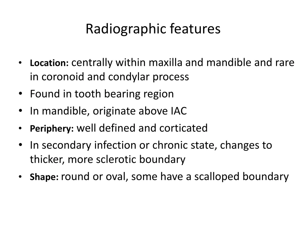 radiographic features