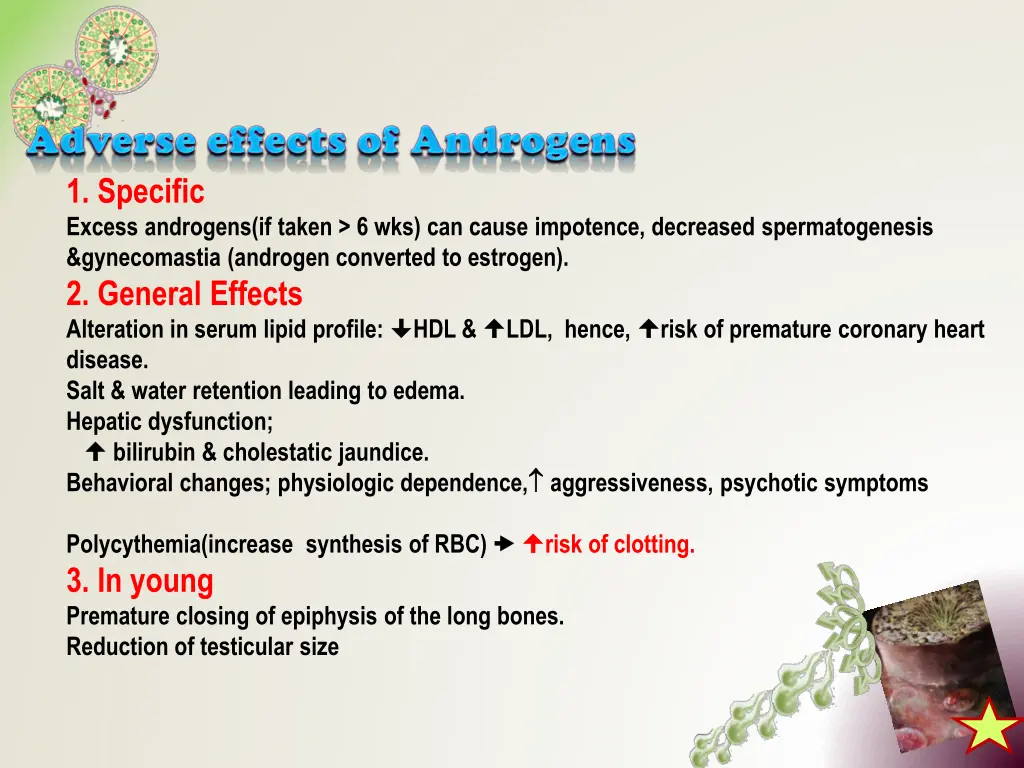 1 specific excess androgens if taken