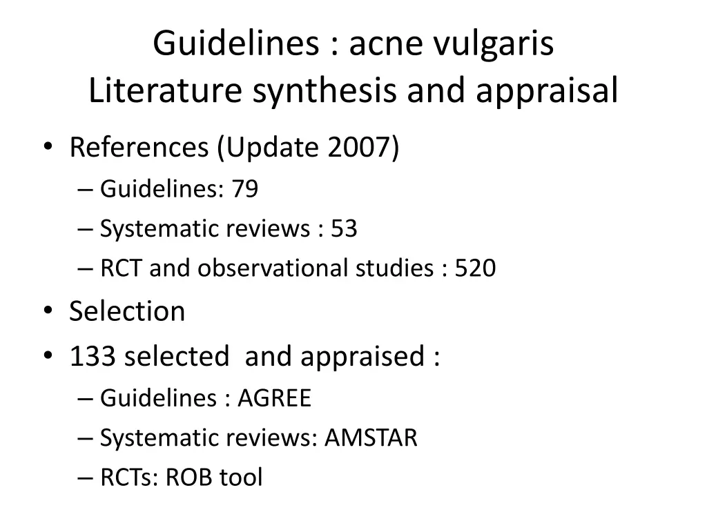guidelines acne vulgaris literature synthesis