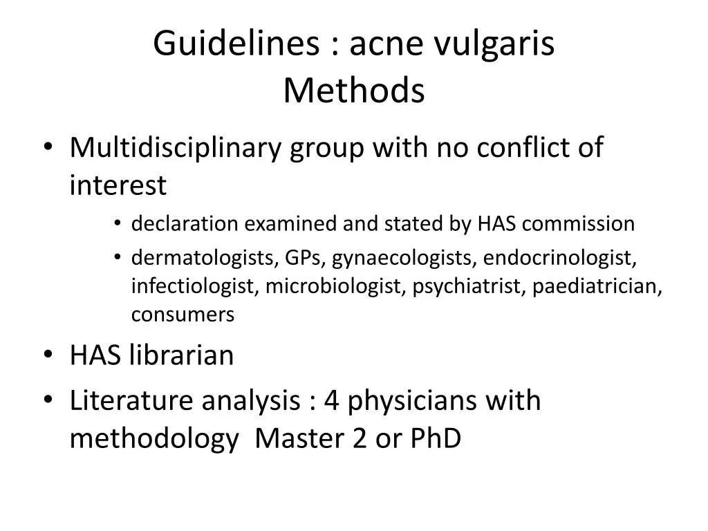 guidelines acne vulgaris methods