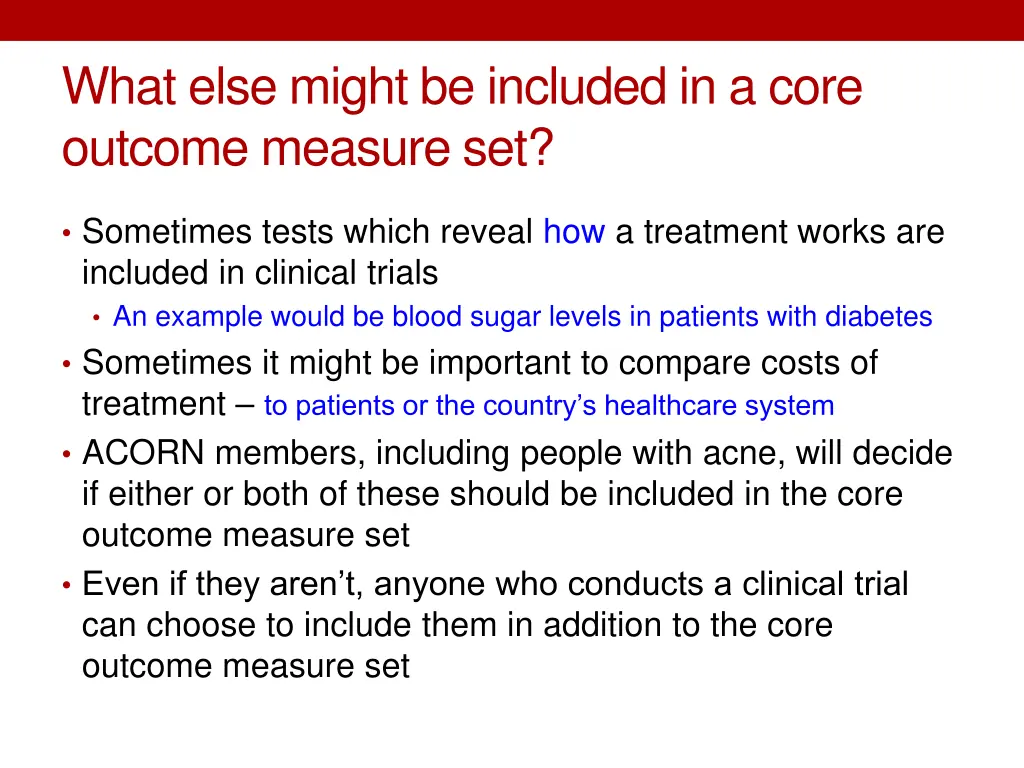 what else might be included in a core outcome