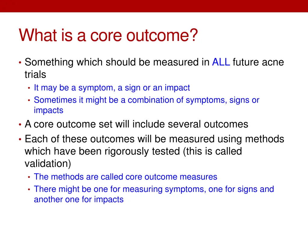 what is a core outcome