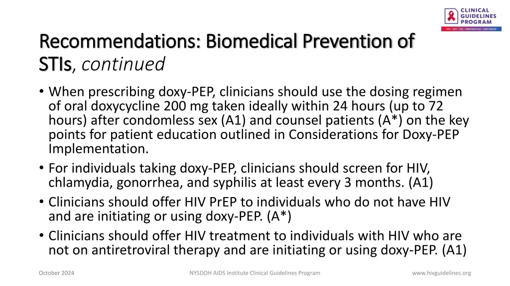 recommendations biomedical prevention