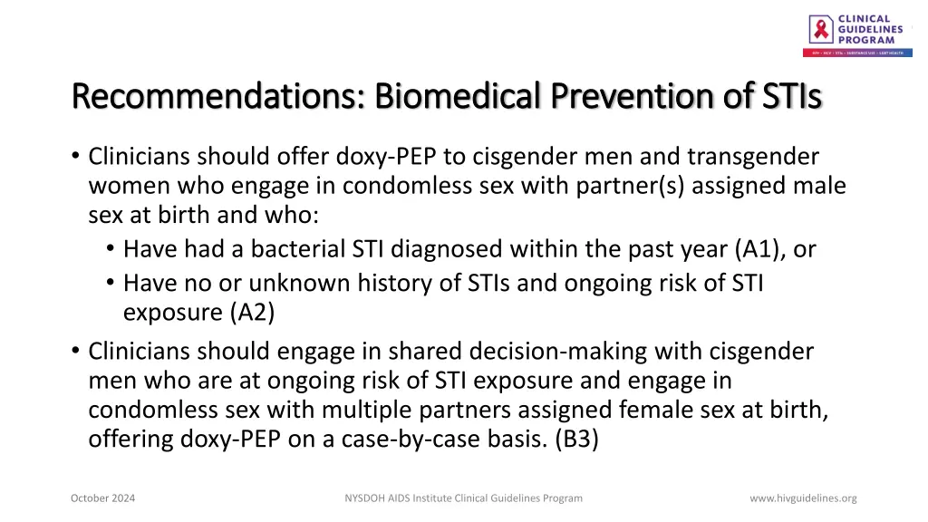 recommendations biomedical prevention of stis